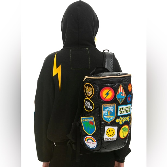 Aviator Nation - RARE - Vintage Patch Puffer Backpack - NWOT - Garden Green - Picture 2 of 9